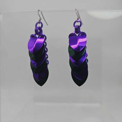Purple Green Scale Earrings Surgical Steel Ear Wires - view 1