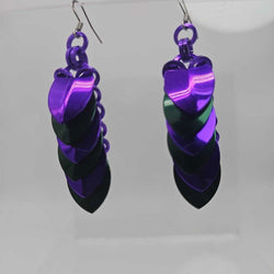 Purple Green Scale Earrings Surgical Steel Ear Wires - view 2