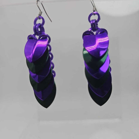 Purple Green Scale Earrings Surgical Steel Ear Wires