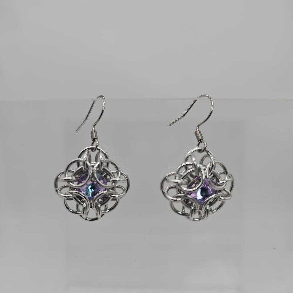 Light Purple Silver Oriana Earrings Surgical Steel Ear Wires
