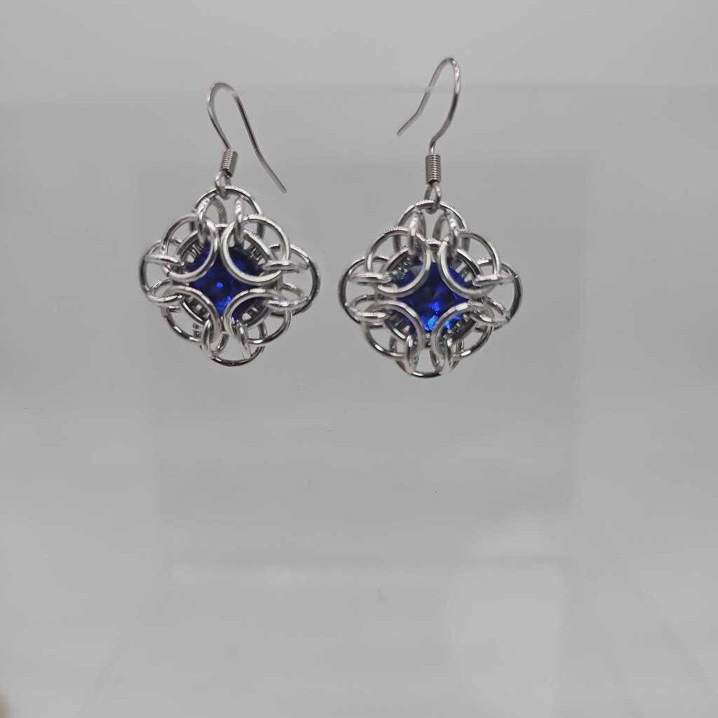 Sapphire Blue Silver Oriana Earrings Surgical Steel Ear Wires