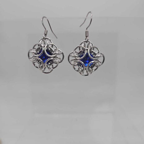 Sapphire Blue Silver Oriana Earrings Surgical Steel Ear Wires