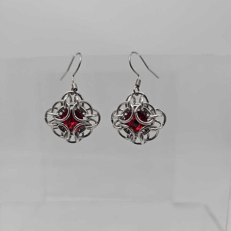 Siam Red Silver Oriana Earrings Surgical Steel Ear Wires