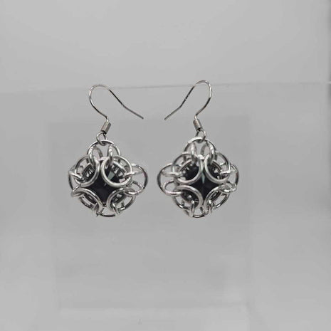 Jet Black Silver Oriana Earrings Surgical Steel Ear Wires