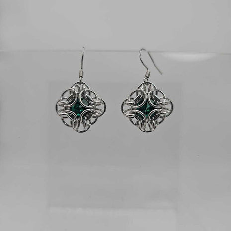 Emerald Green Silver Oriana Earrings Surgical Steel Ear Wires