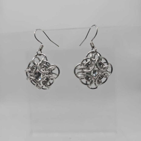 White Diamond Silver Oriana Earrings Surgical Steel Ear Wires