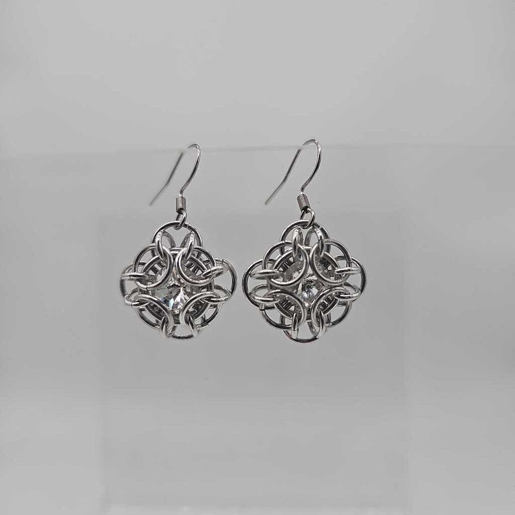 White Diamond Silver Oriana Earrings Surgical Steel Ear Wires
