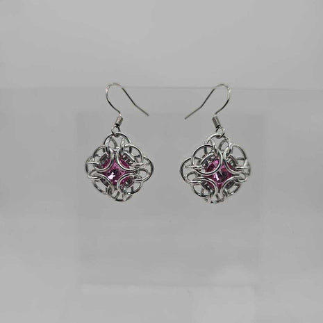 Rose Pink Silver Oriana Earrings Surgical Steel Ear Wires