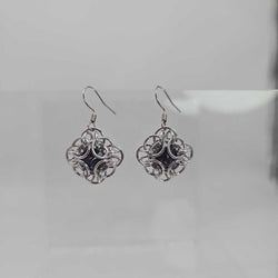 Amethyst Purple Silver Oriana Earrings Surgical Steel Ear Wires - view 2