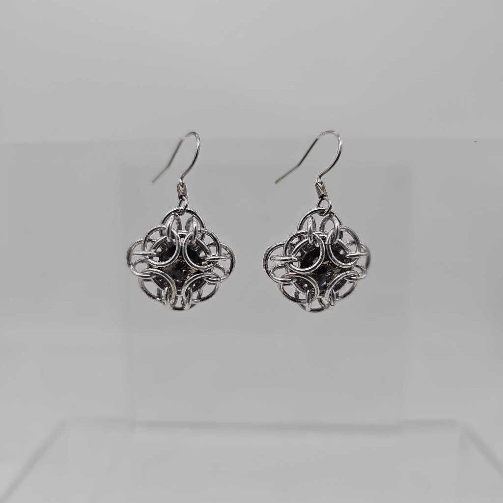 Black Diamond Silver Oriana Earrings Surgical Steel Ear Wires