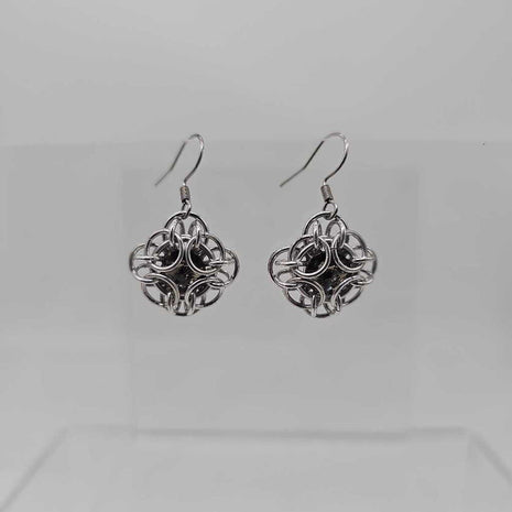 Black Diamond Silver Oriana Earrings Surgical Steel Ear Wires