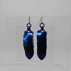 Blue Green Purple Scale Earrings Surgical Steel Ear Wires - view 1