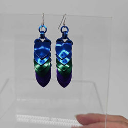 Blue Green Purple Scale Earrings Surgical Steel Ear Wires - view 2
