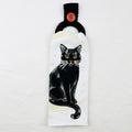 Hanging Towel Set - Black Cat with Crescent Moon (white background)