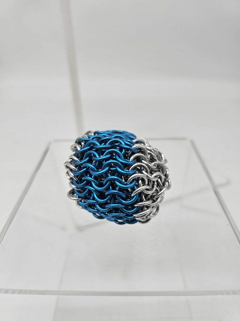 Turquoise Stripe /w Silver juggling ball/foot bag - aluminum, 2 ounce