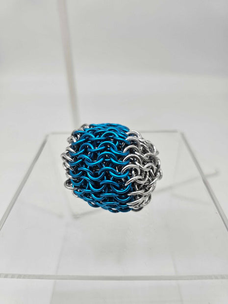 Turquoise Stripe /w Silver juggling ball/foot bag - aluminum, 2 ounce