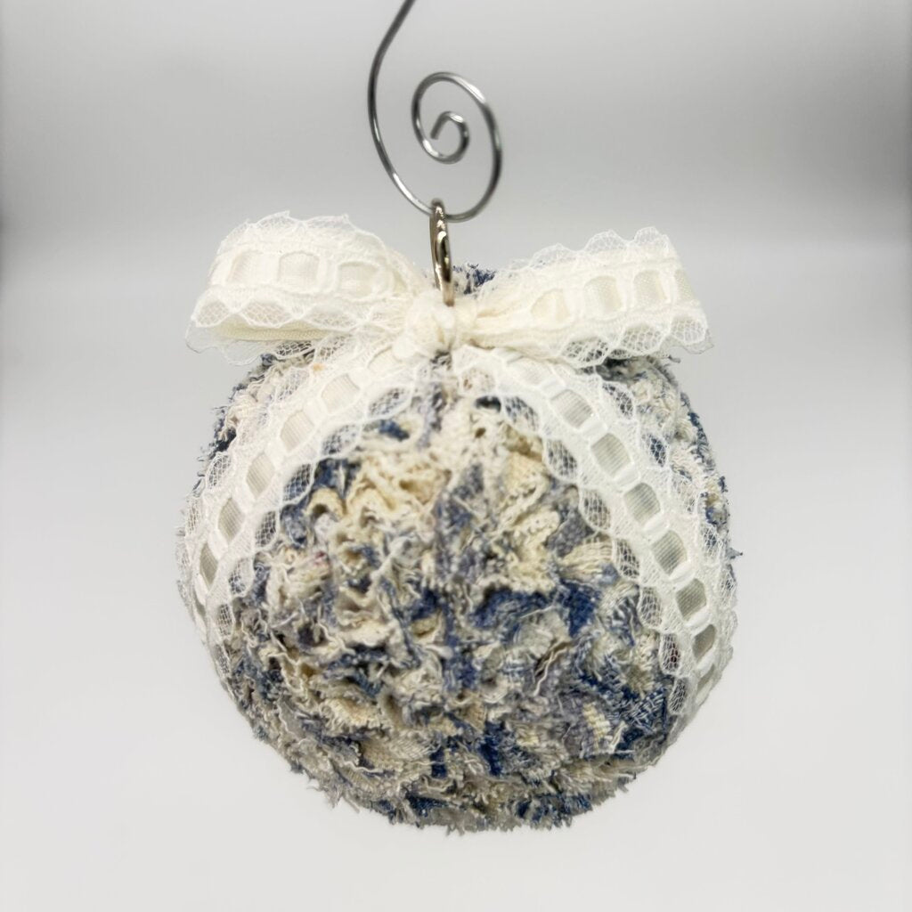 Blue floral lace Hanging ornament/bauble