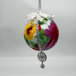 Bright Floral sparkle Hanging ornament/bauble - view 3