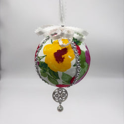Bright Floral sparkle Hanging ornament/bauble - view 1