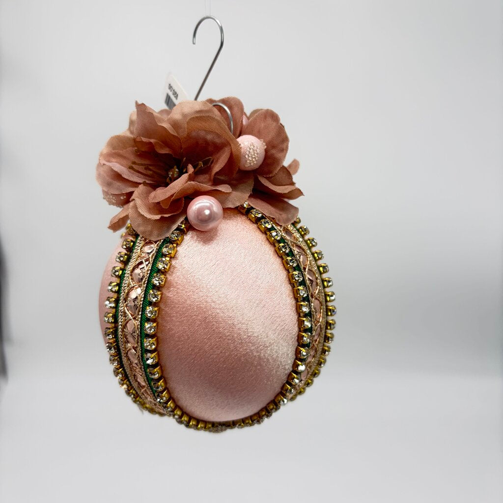 Rose gold and green Floral sparkle Hanging ornament/bauble