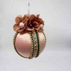 Rose gold and green Floral sparkle Hanging ornament/bauble - view 3