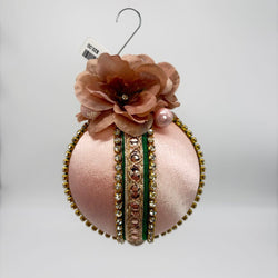 Rose gold and green Floral sparkle Hanging ornament/bauble - view 2