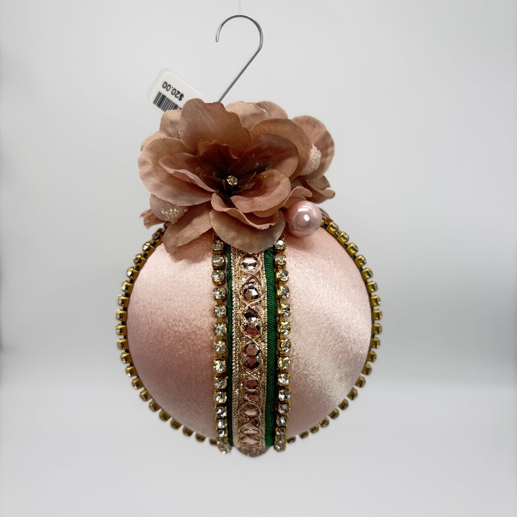 Rose gold and green Floral sparkle Hanging ornament/bauble