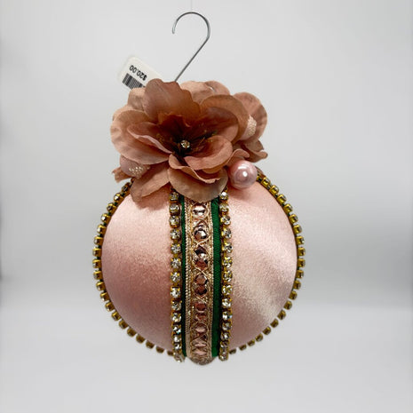 Rose gold and green Floral sparkle Hanging ornament/bauble