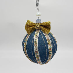 Denim and rainbow lace Hanging ornament/bauble - view 2