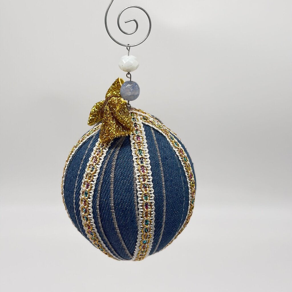 Denim and rainbow lace Hanging ornament/bauble