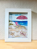 Pink beach mini watercolor prints