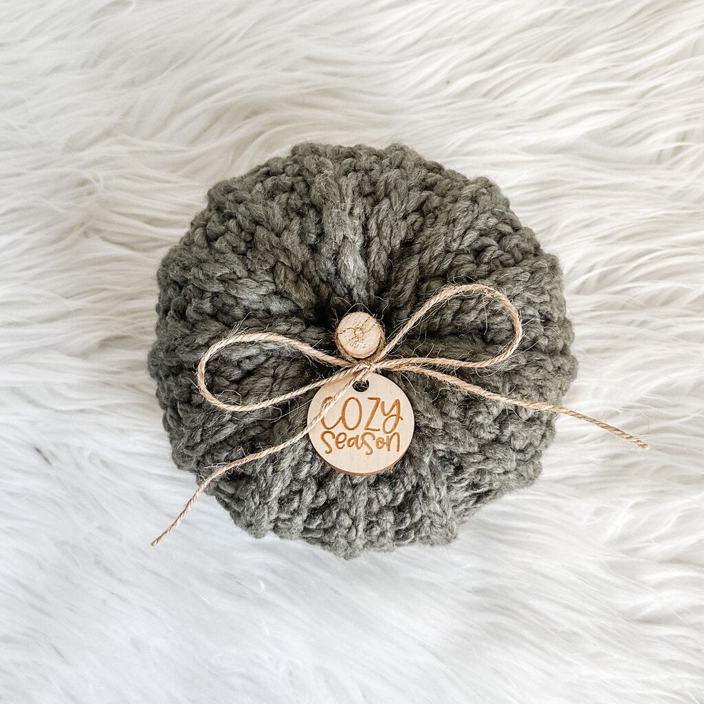 Large Crochet Pumpkin accented with jute Twine and Cozy Season Tag