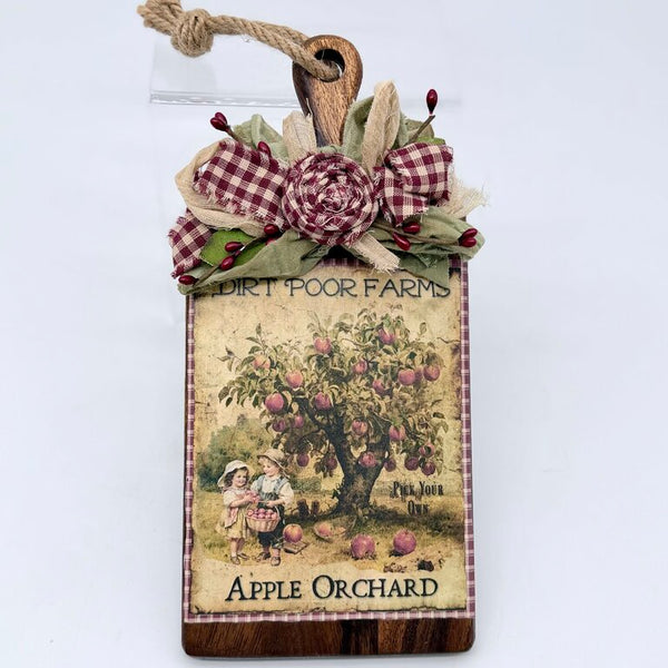 Decorative cutting board - dirt poor farm apple