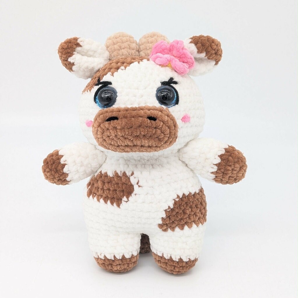 Crocheted Standing Cow with flower