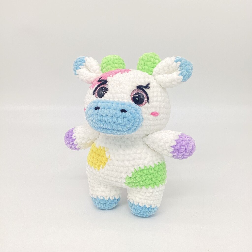 Crocheted Standing Cow with flower