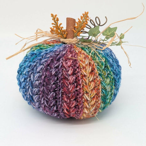 Crocheted Lg Multicolored Pumpkin