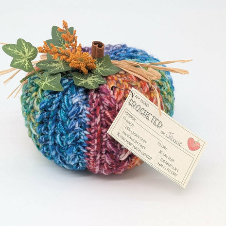 Crocheted Medium Multicolored Pumpkin