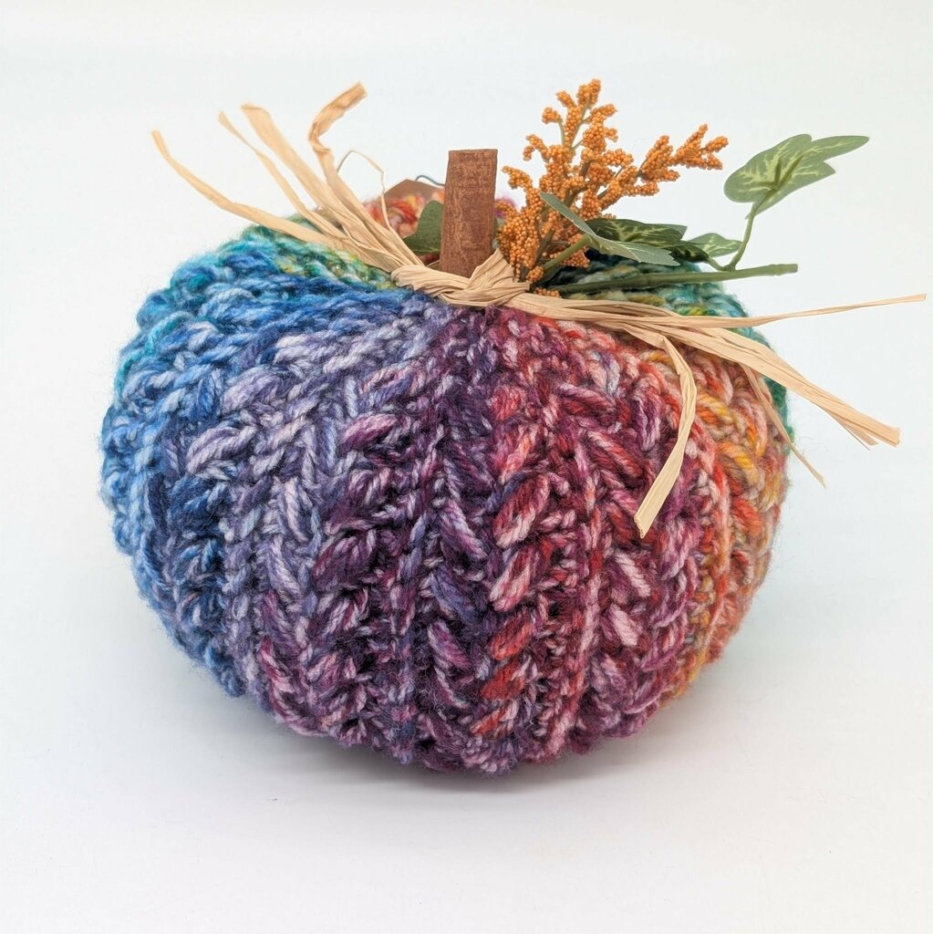 Crocheted Medium Multicolored Pumpkin