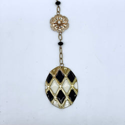 Black and white repurposed jewelry hanging ornament - view 1