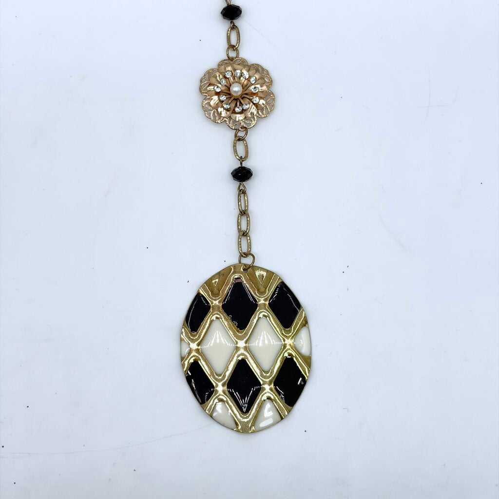 Black and white repurposed jewelry hanging ornament