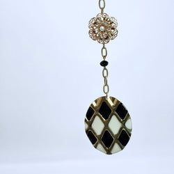 Black and white repurposed jewelry hanging ornament - view 2