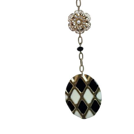 Black and white repurposed jewelry hanging ornament