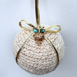 Gold owl mini crocheted ornament - view 1