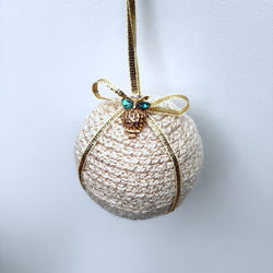 Gold owl mini crocheted ornament - view 2