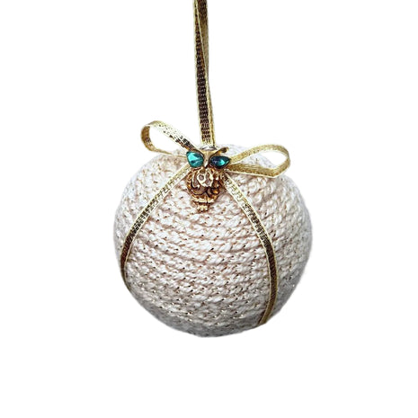 Gold owl mini crocheted ornament