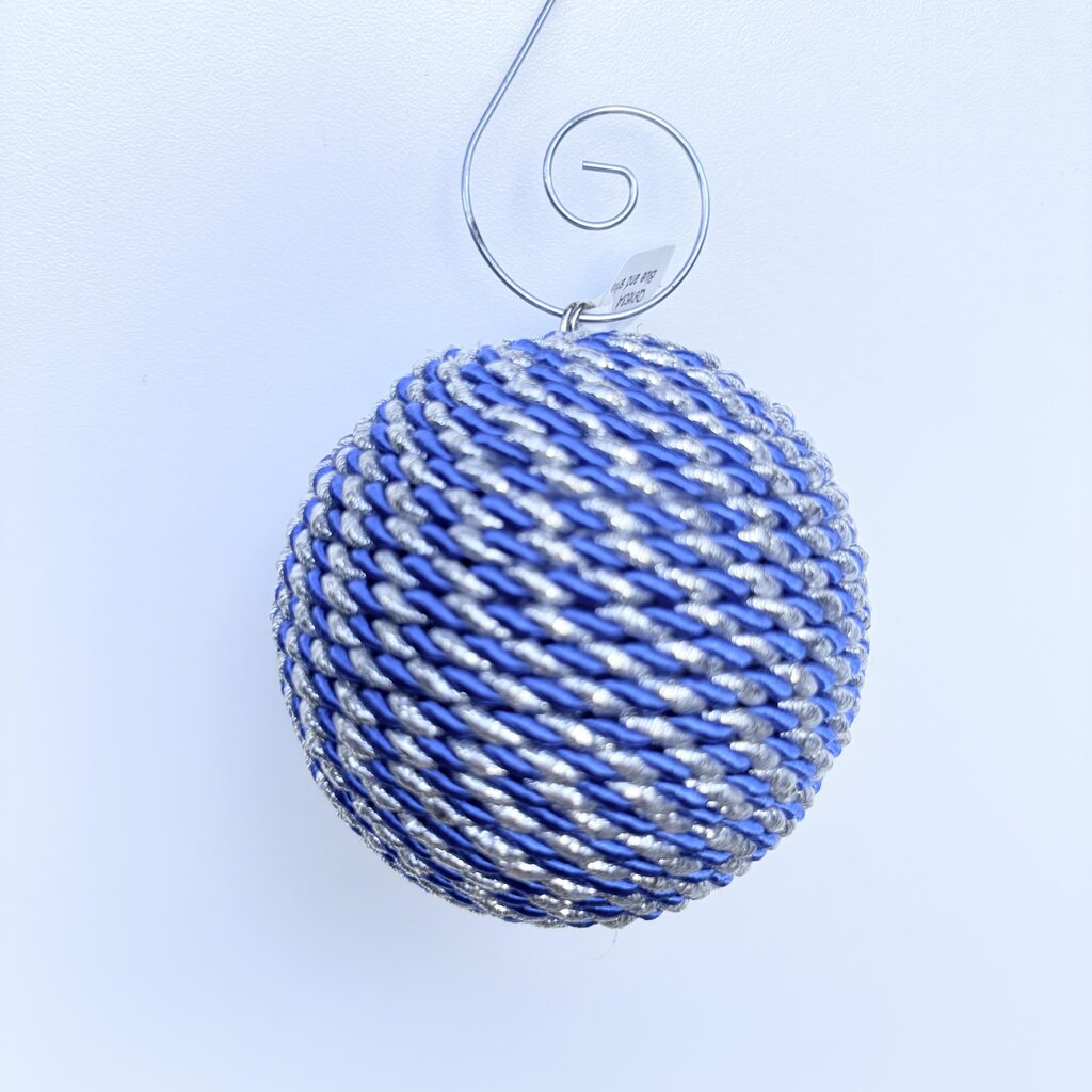 Blue and silver swirl ornament