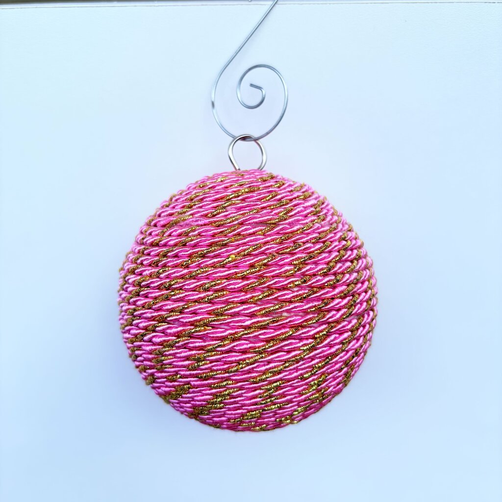 pink and gold swirl ornament