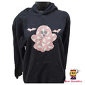 Glow-in-the-dark appliqued ghost with embroidered bats Halloween Adult Hooded Sweatshirt