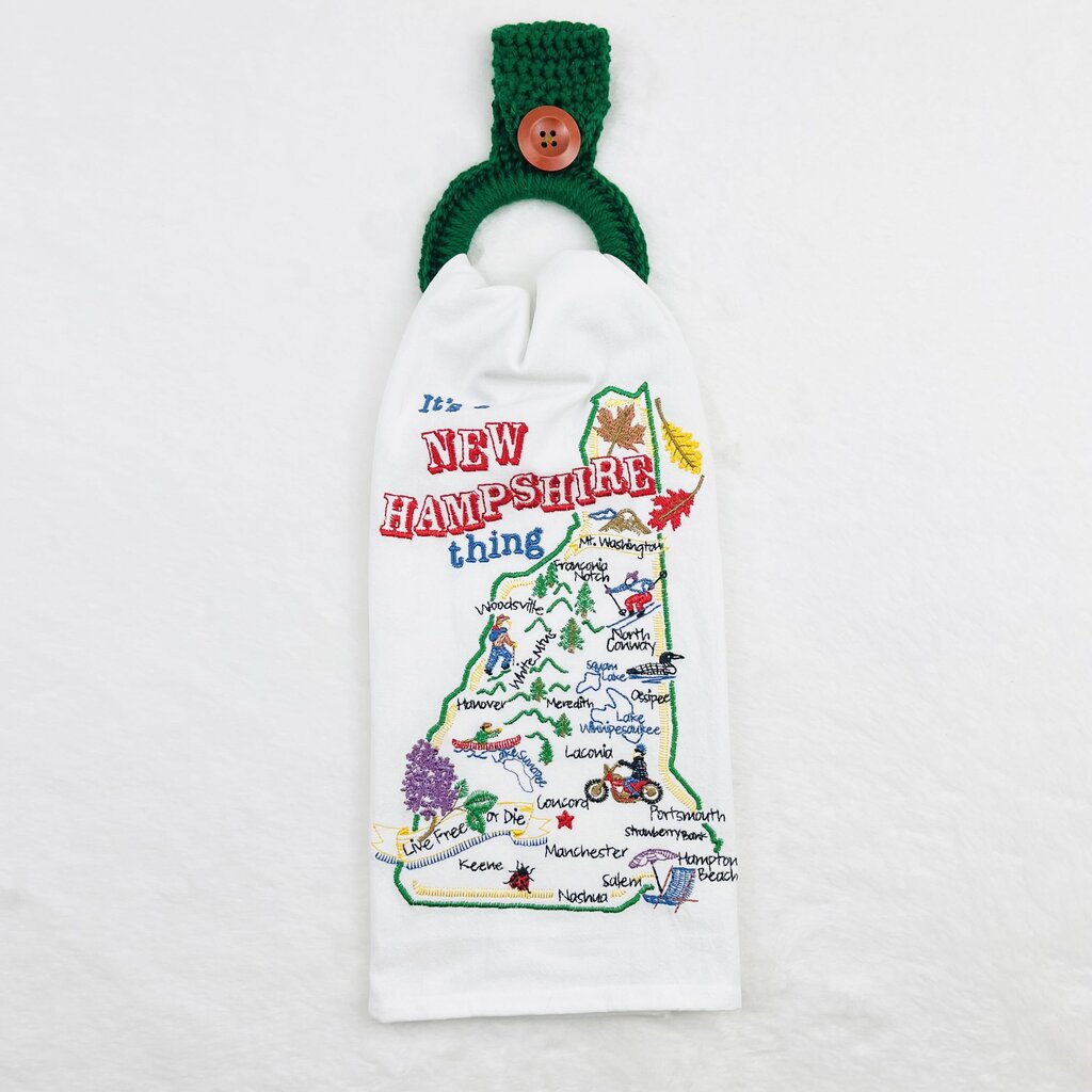 Hanging Towel Set - It's a New Hampshire Thing with Green Holder