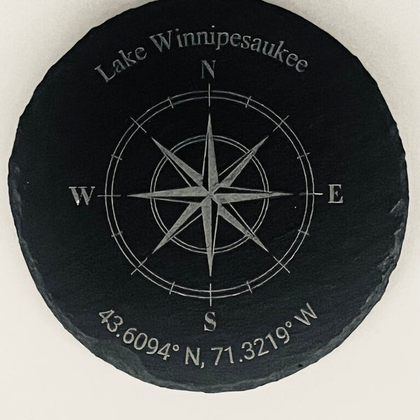 Lake Winnipesaukee Slate Round Compass